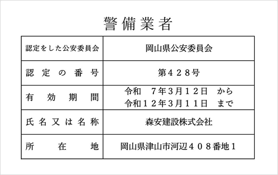 警備業認定標識